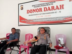 Peringati HUT Bhayangkara Ke-76, Polres Pohuwato Gelar Donor Darah