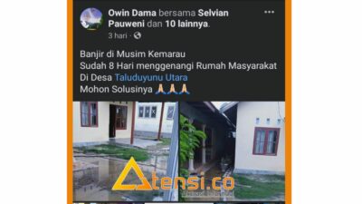 Sepekan Rumah Warga Terendam Banjir, Pemdes Taluduyunu Utara Diduga Tutup Mata